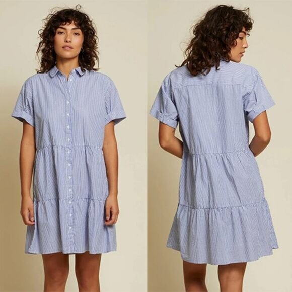 Nation LTD Dresses & Skirts - NEW Nation LTD Hallie Tiered Shirtdress Women's Banker Stripe Size: Medium